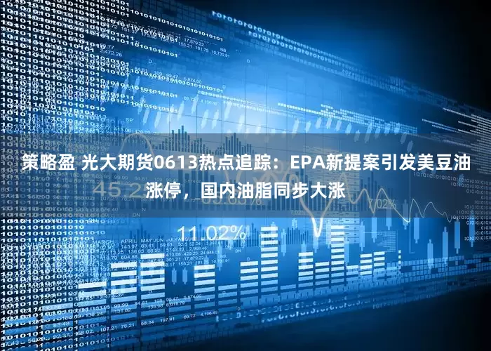 策略盈 光大期货0613热点追踪：EPA新提案引发美豆油涨停，国内油脂同步大涨
