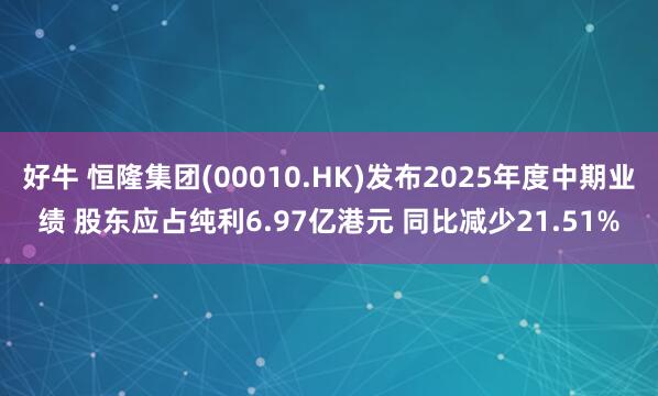 好牛 恒隆集团(00010.HK)发布2025年度中期业绩 股东应占纯利6.97亿港元 同比减少21.51%